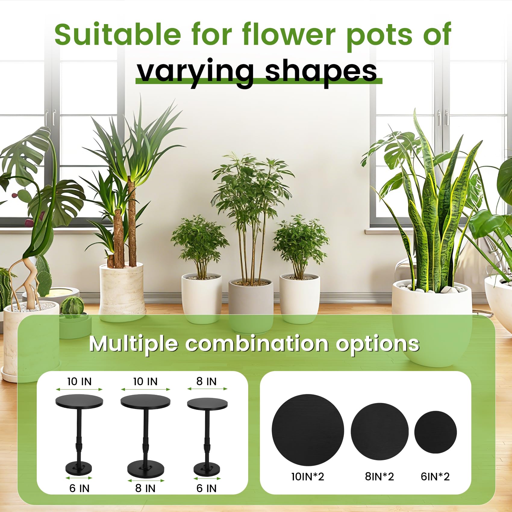 Topfurn riser heights side-by-side illustrating adjustable range from 12 to 21 inches