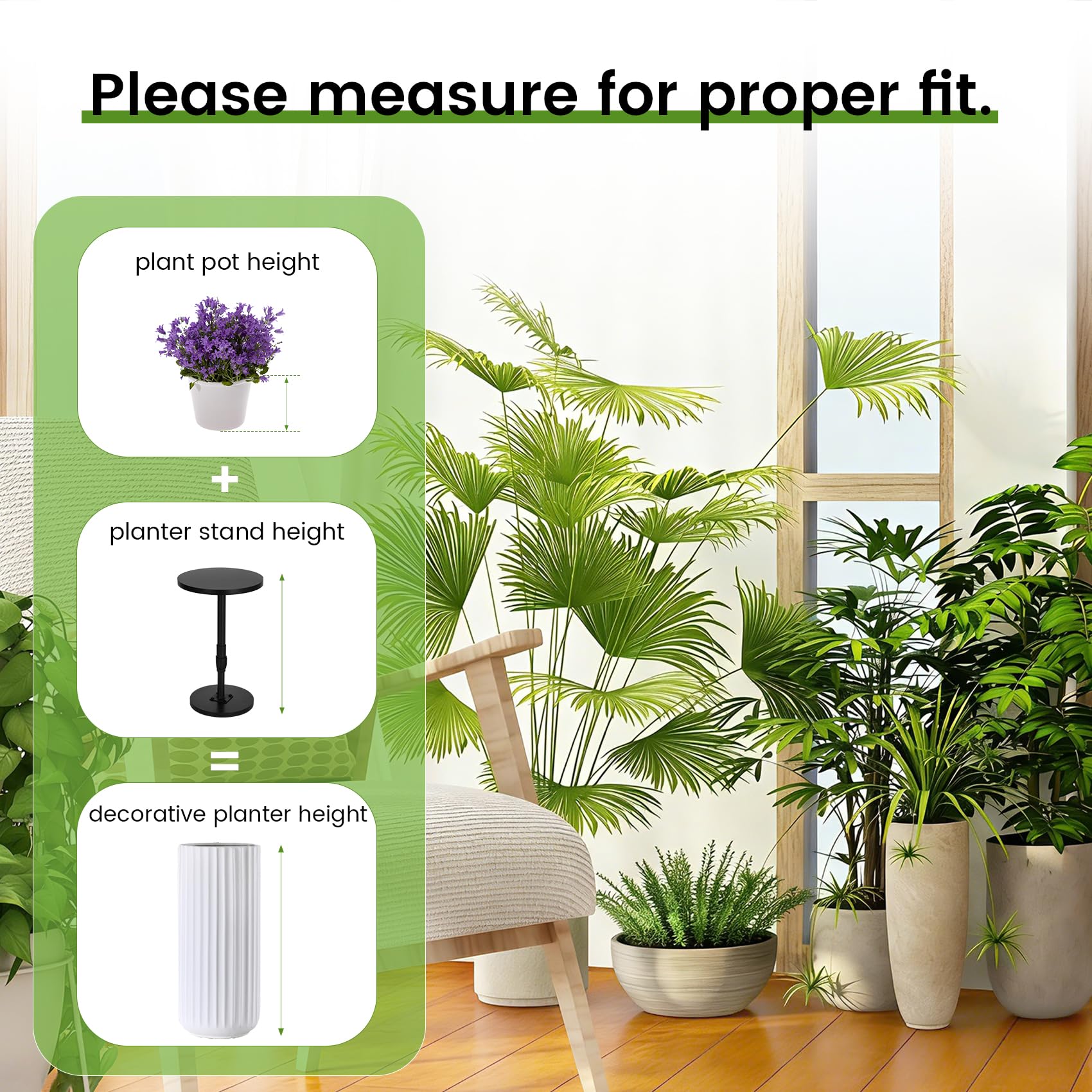 Topfurn planter insert inside a tall decorative pot saving soil and reducing weight