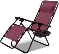 topment lounge chair front view showing full recliner and tray, comfort ready