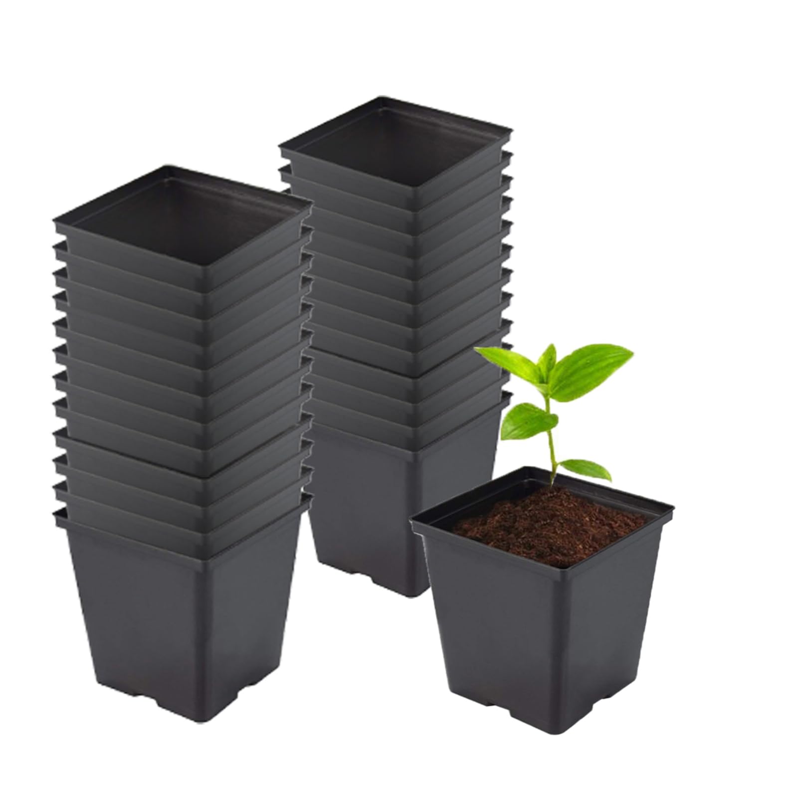 TopoGrow front view of 24-pack showing durable black pots and space saving