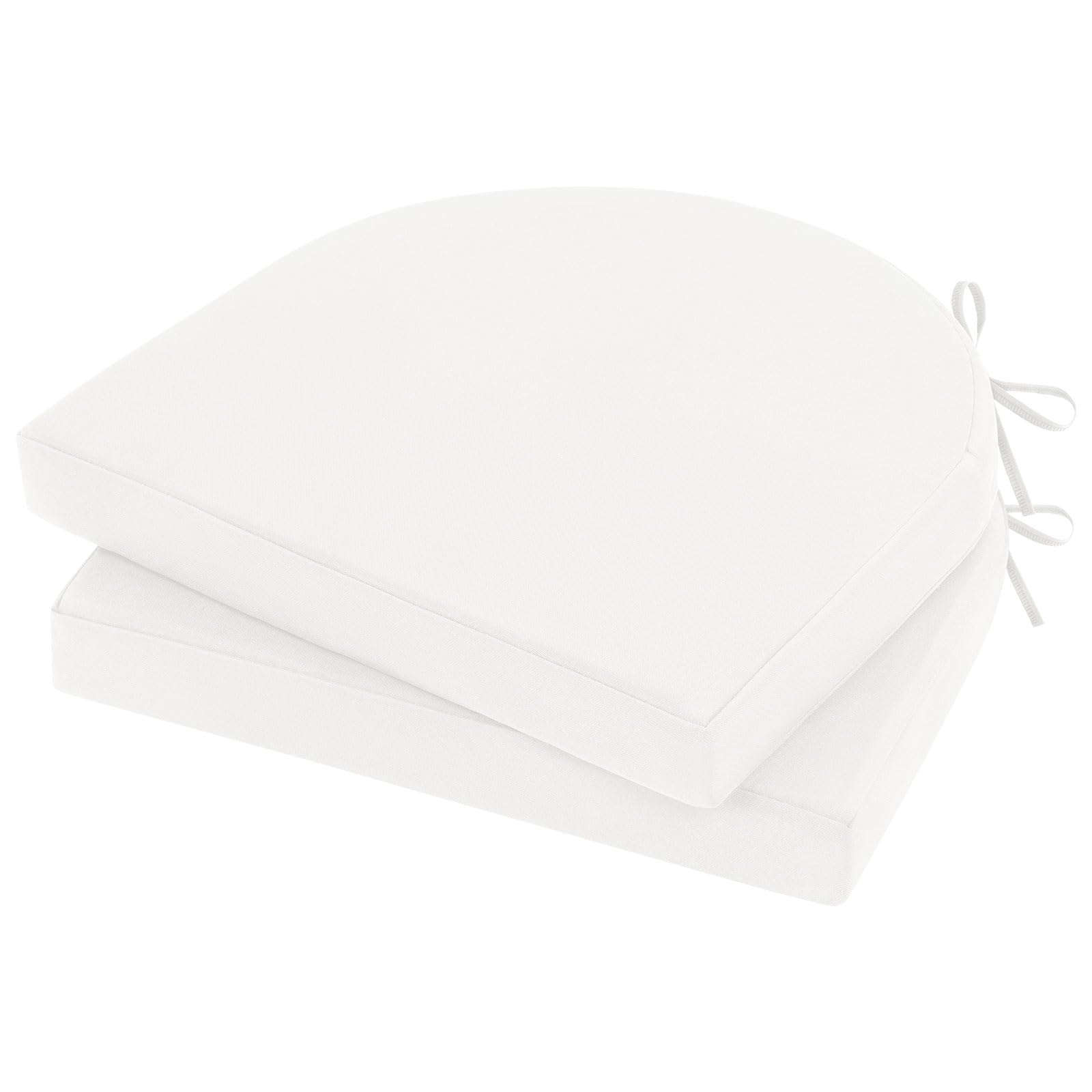 Topotdor front view of two white seat cushions showing clean finish and comfort