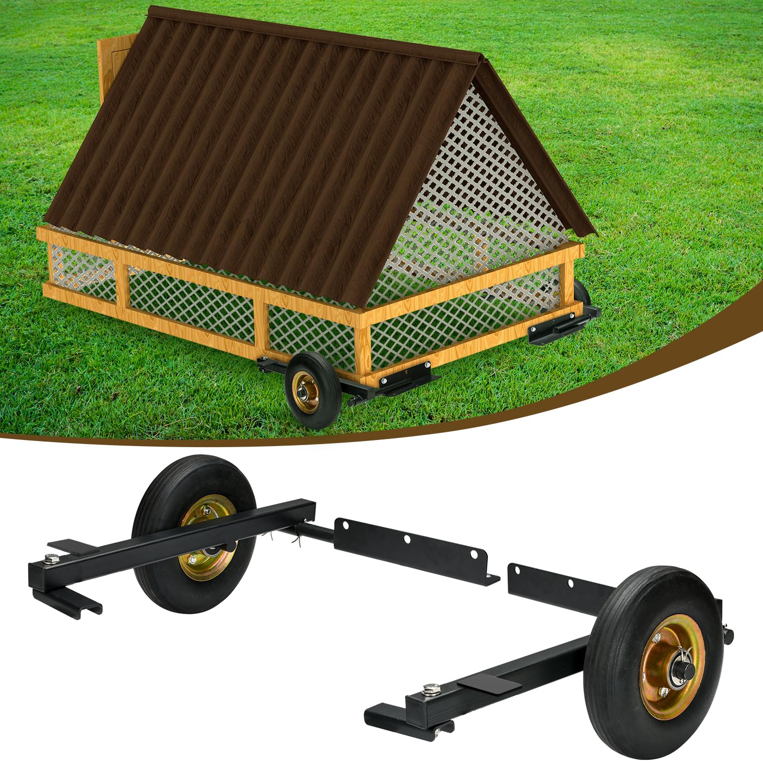 TOPOWN front view of wheel kit showing compact lift and easy mobility benefit