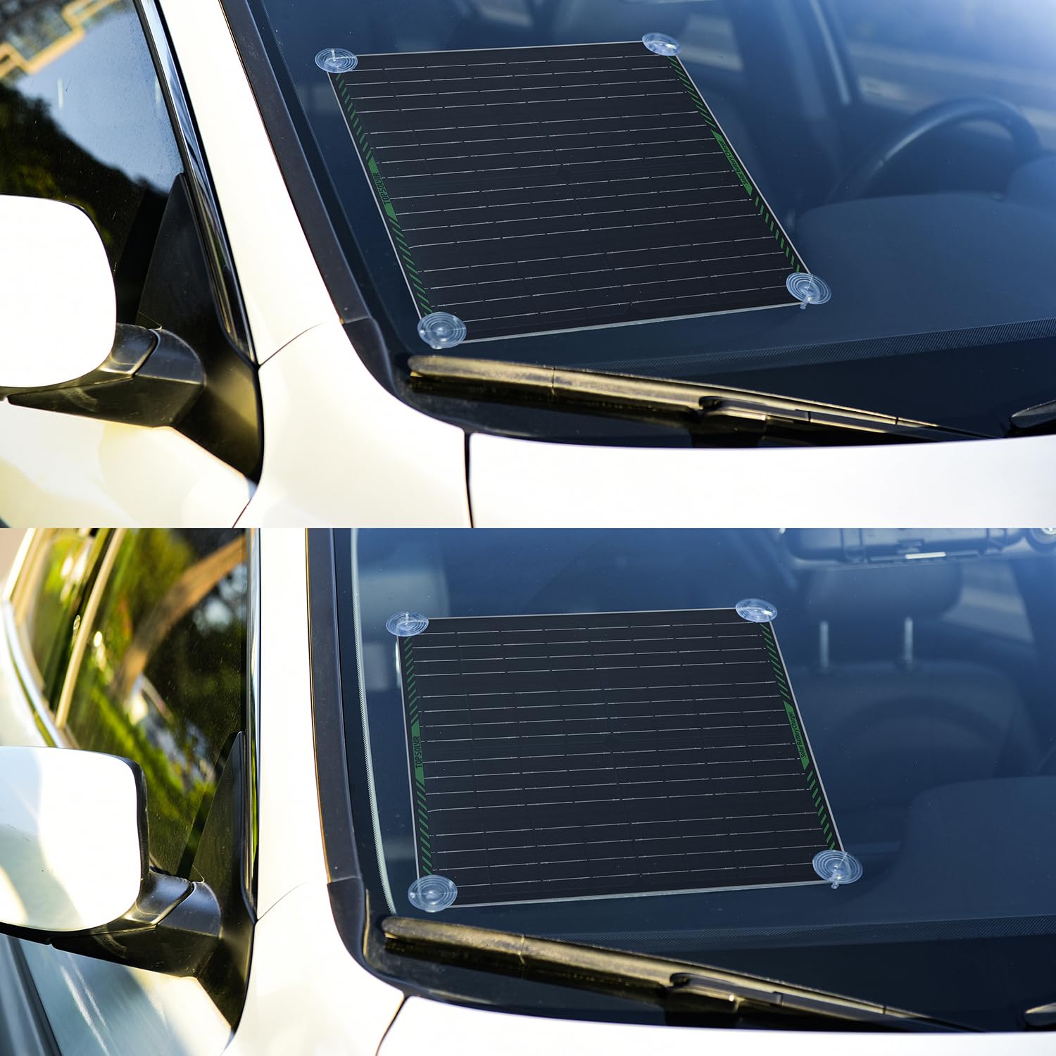 Topsolar panel held in hand to show lightweight size and easy transport