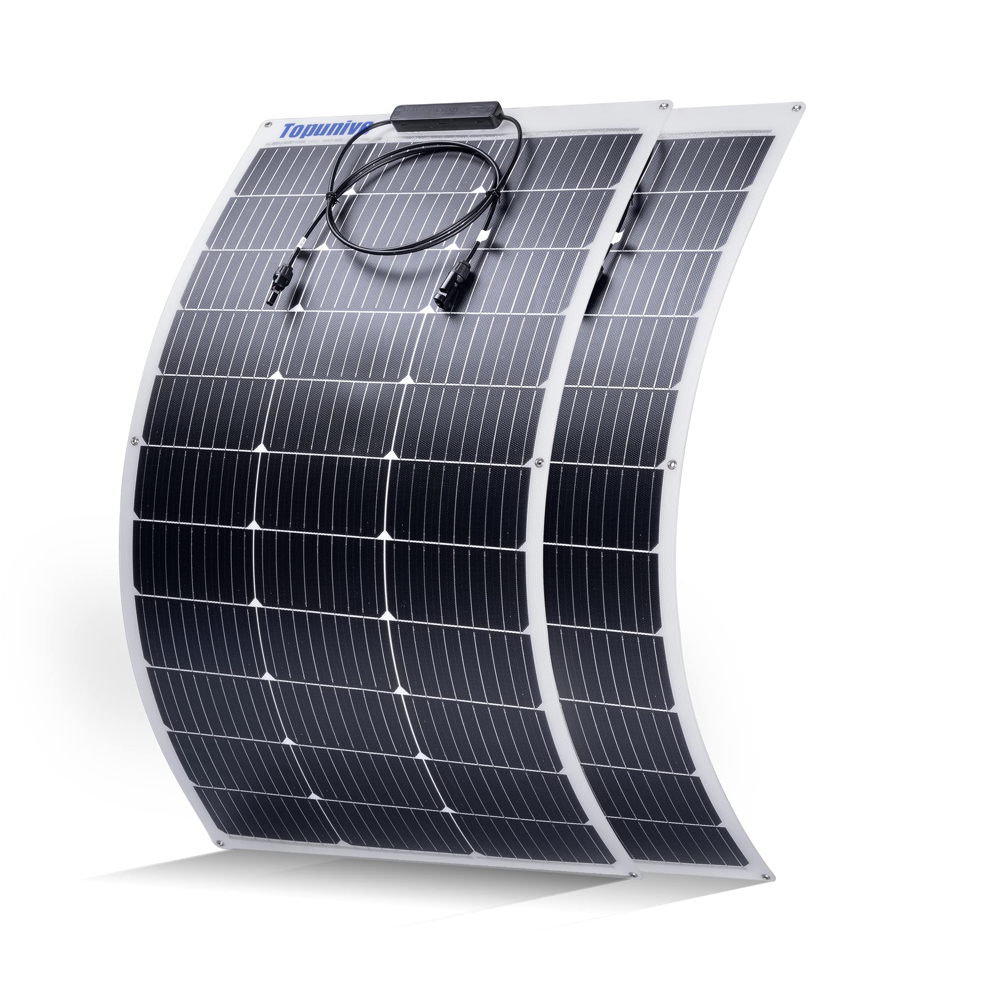 Topunive front view of two flexible panels showing compact design and portability