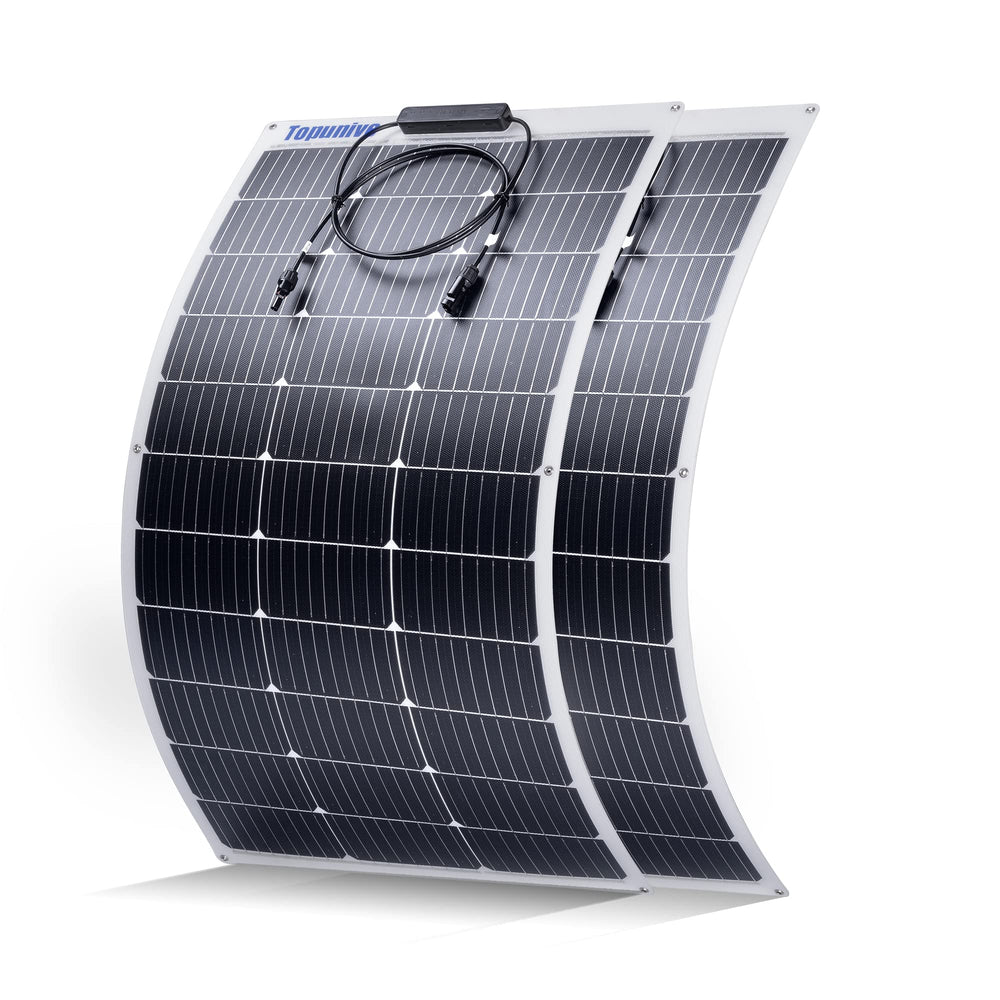 Topunive front view of two flexible panels showing compact design and portability