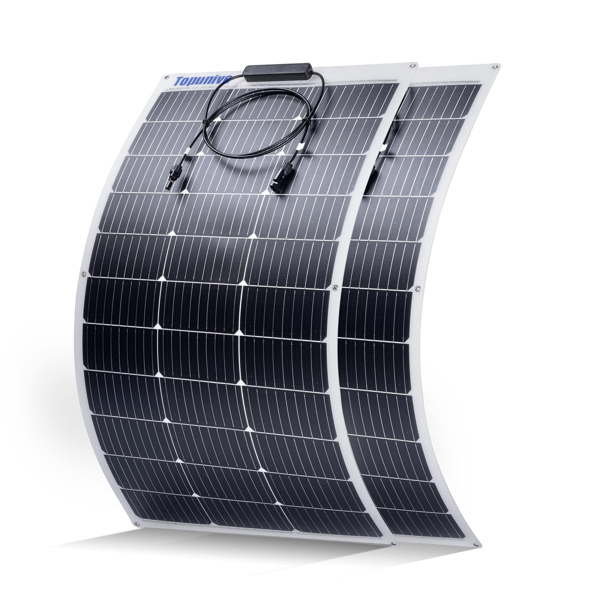 Topunive front view of two flexible panels showing compact design and portability