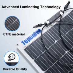Topunive panel conforming to curved RV roof for low-profile solar integration
