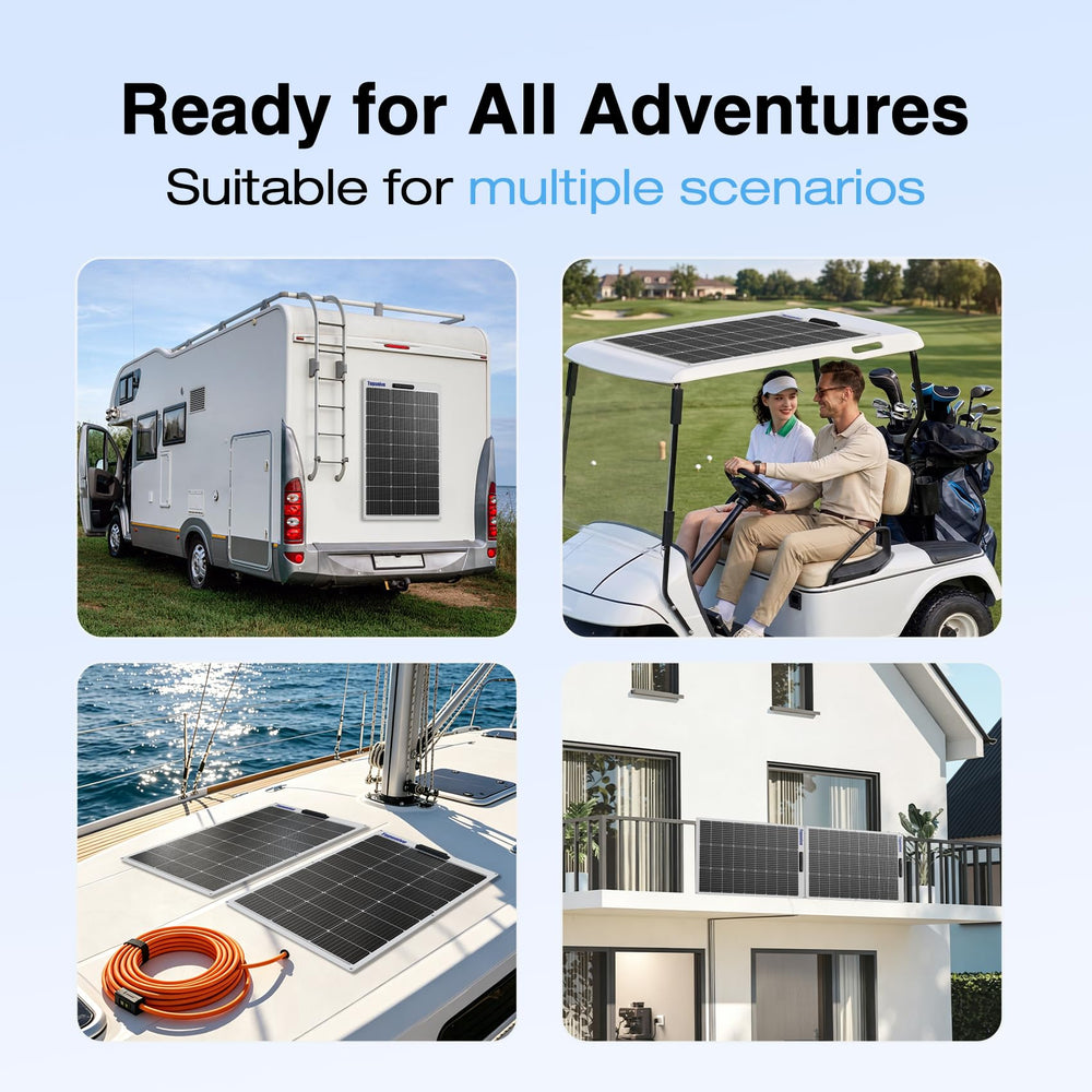 Topunive installed on RV rooftop illustrating lightweight, space-saving charge