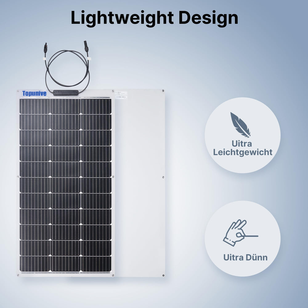 Topunive panel thin profile next to hand demonstrating lightweight transport