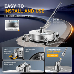 TOR caster wheel and splash skirt detail for smooth glide and reduced overspray