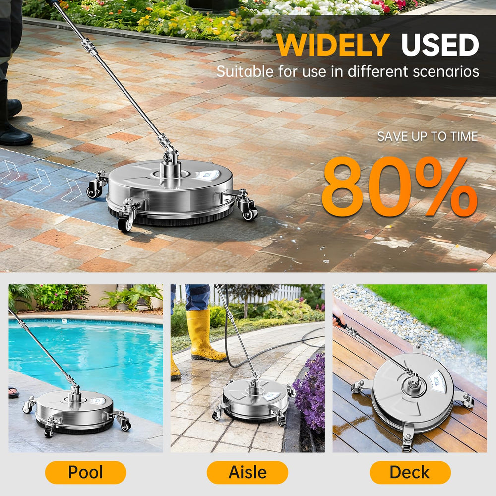 TOR lifestyle shot cleaning a driveway enabling efficient, streak-free outdoor cleaning