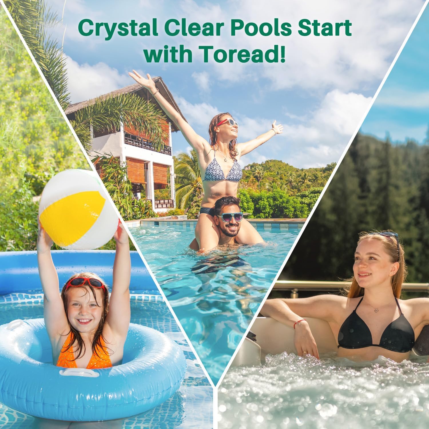 TOREAD cartridge by a pool illustrating clearer water and maintenance benefit