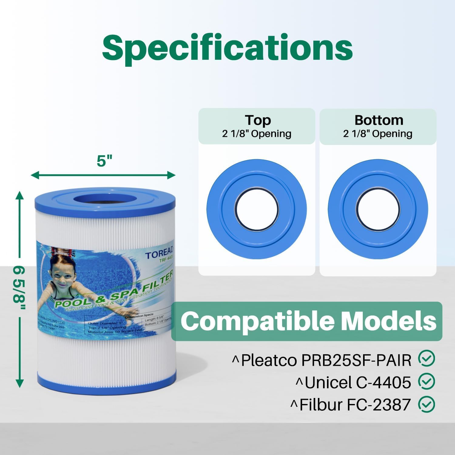 TOREAD PRB25SF top and bottom 2 1/8 inch openings for easy installation