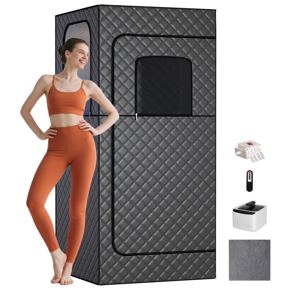 TOREAD sauna front view showing full-size tent and zip closure for private steaming benefits