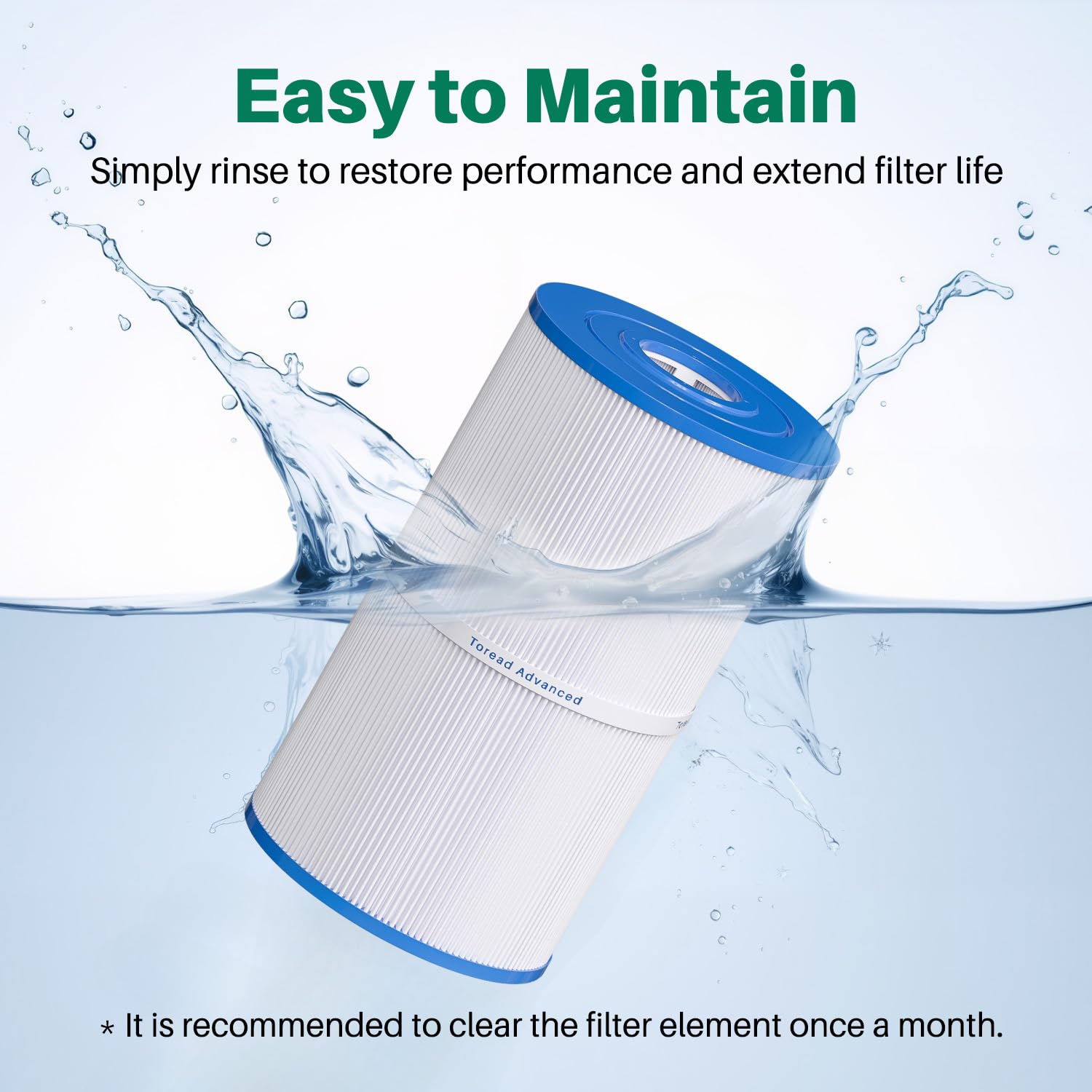 TOREAD cartridge installed in spa housing showing easy replacement benefit