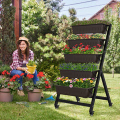 TOREVSIOR front view showing five-tier planter and compact footprint benefit