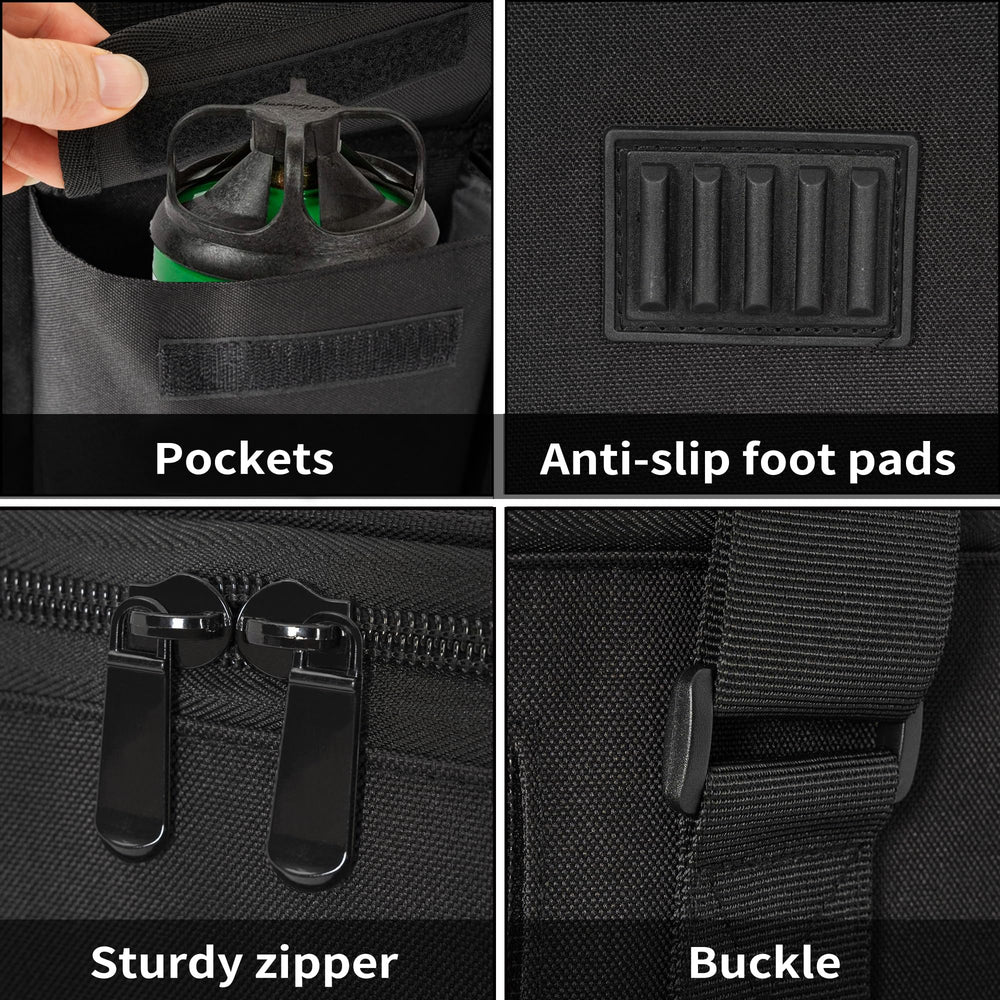 TORIBIO front pocket view storing spatula and tongs for convenient access