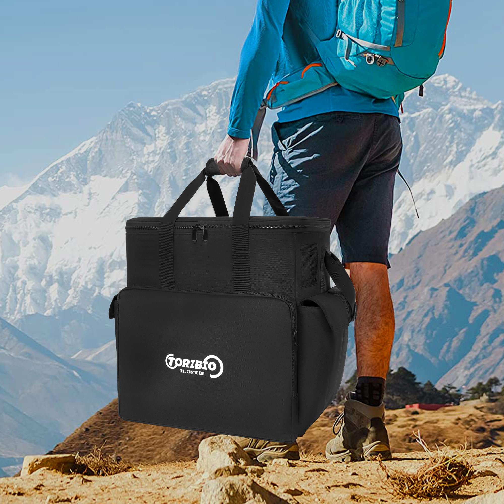 TORIBIO size comparison with grill showing compact storage and fit