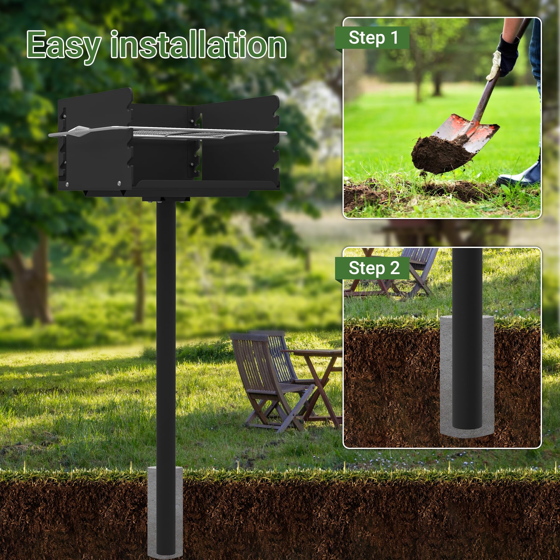 Toriexon charcoal loading access visible for quick fuel placement advantage