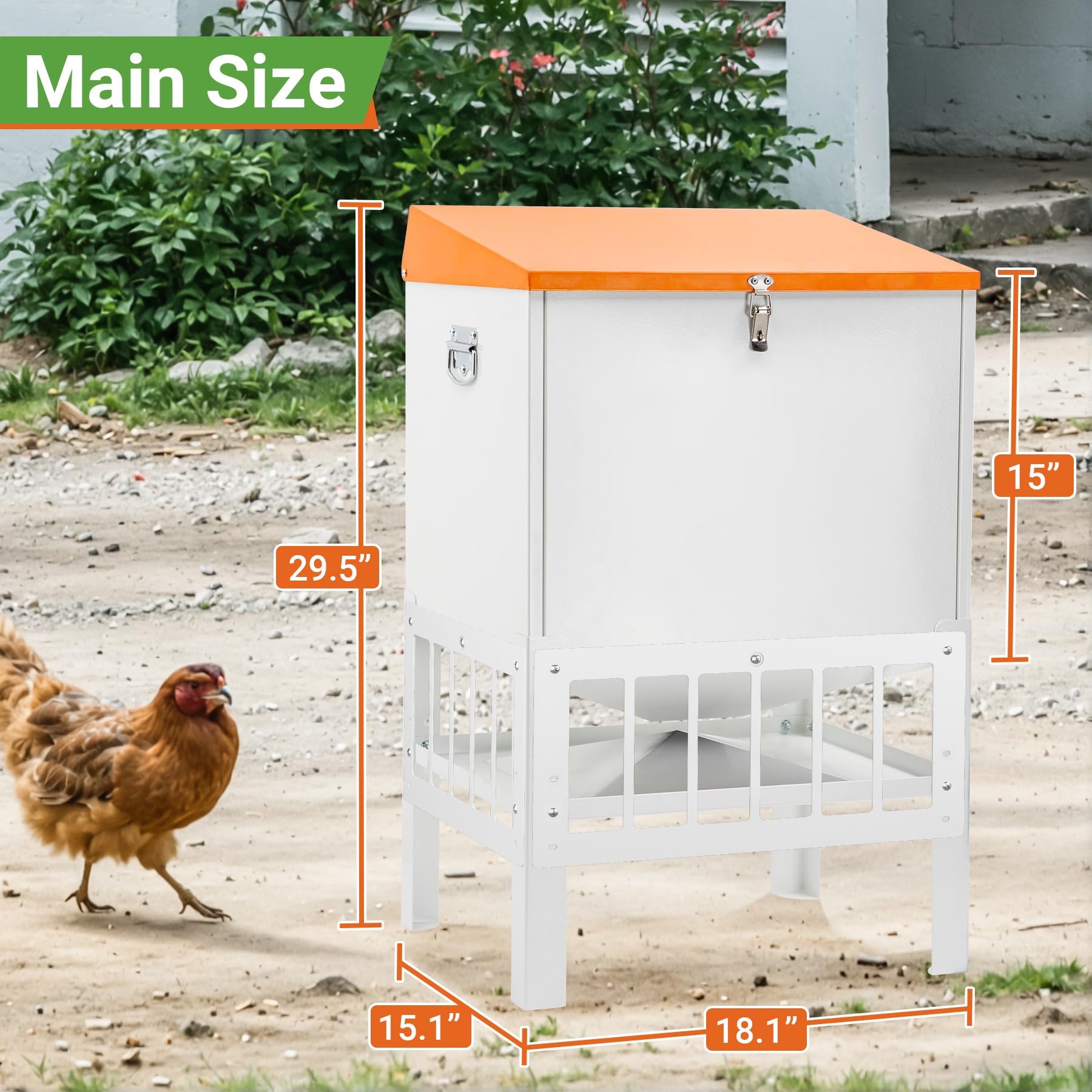 Toriexon close-up of 22 feeding ports allowing many chickens to eat