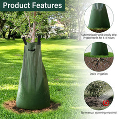 Toriexon filled bag in garden setting reduces watering time and conserves water