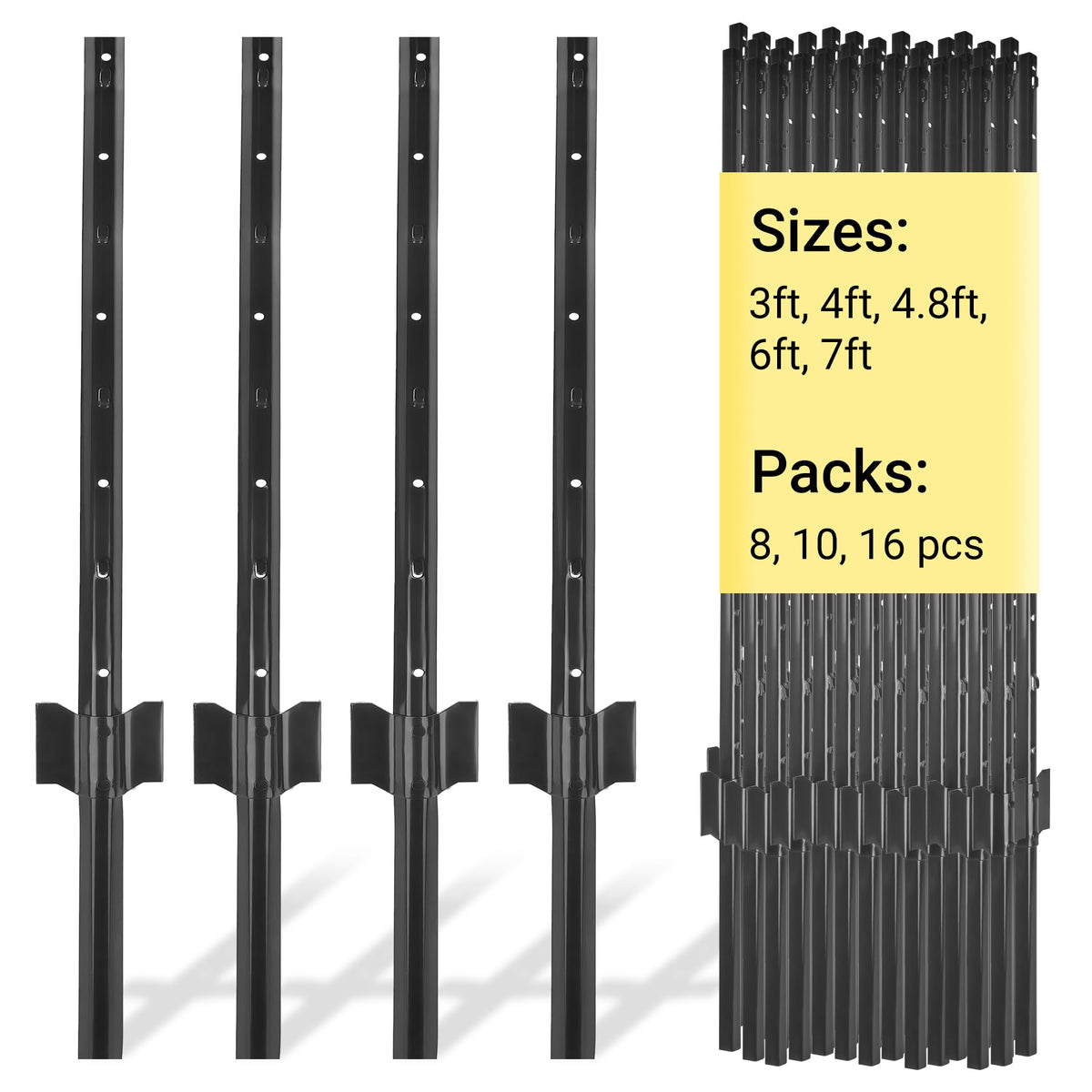 Toriexon front view of 16-pack 4 ft U posts showing uniform pack and benefit of quantity