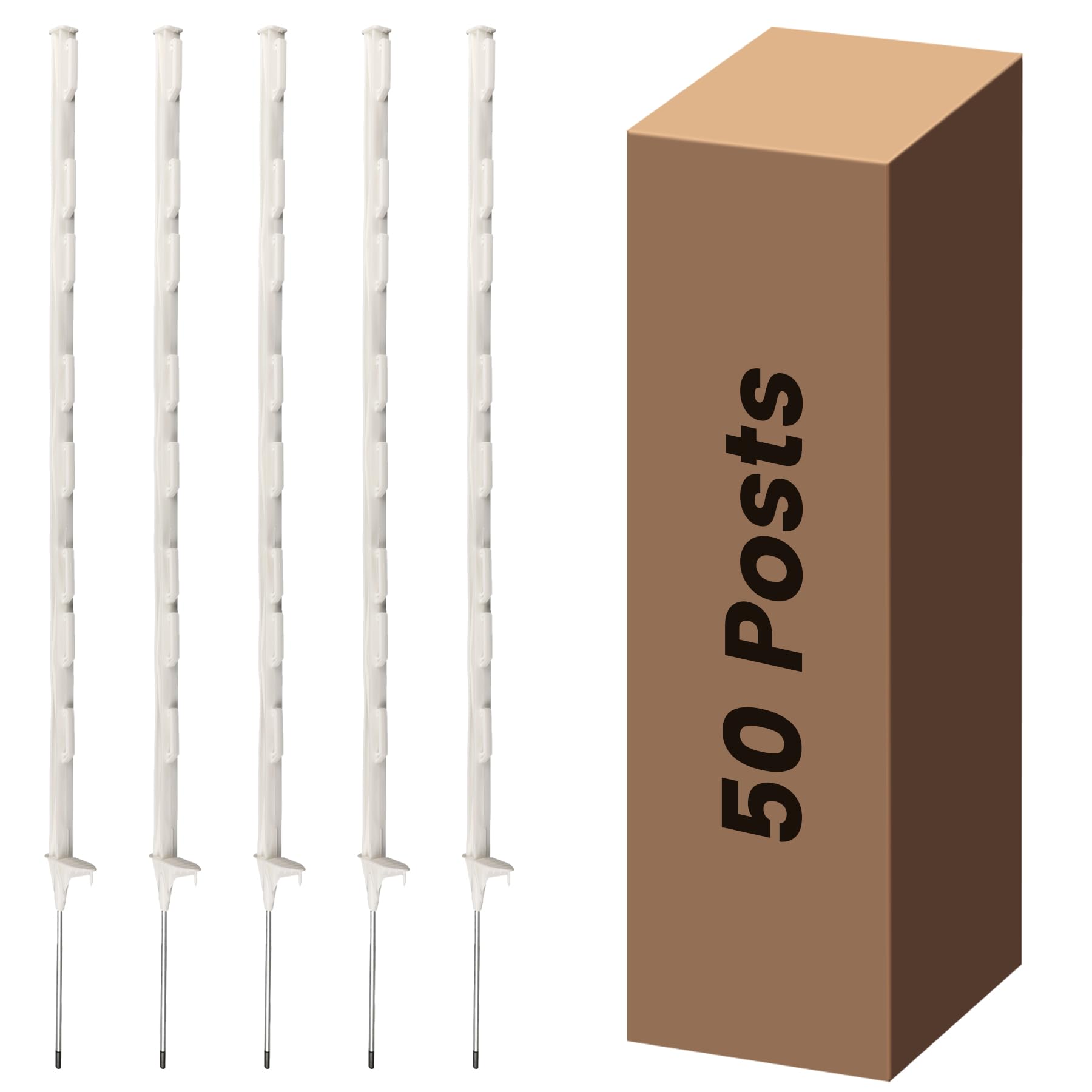 Toriexon front view of 50-pack showing neat, ready-to-install posts and organized packaging benefit