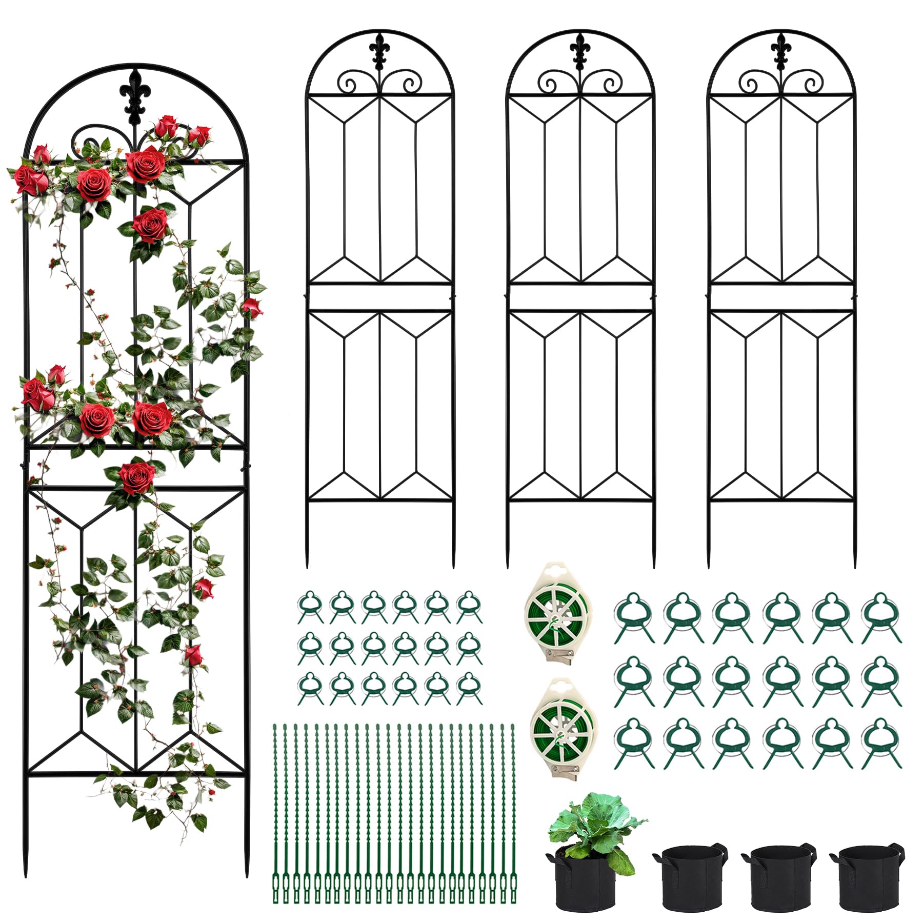 Toriexon front view trellis showing slim profile and elegant lattice, durable support