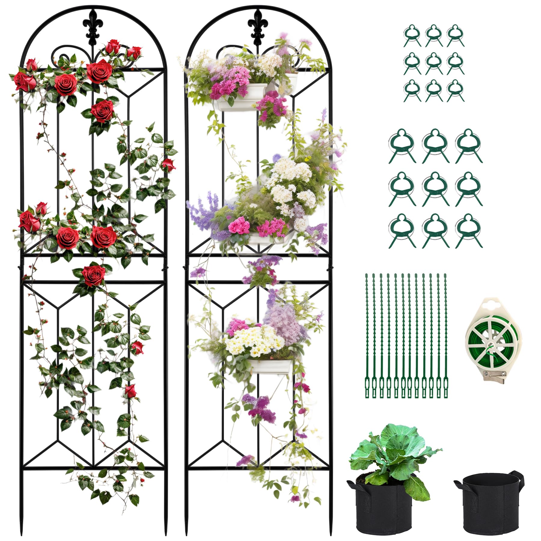 Toriexon front view of trellis showing clean grid and garden benefit