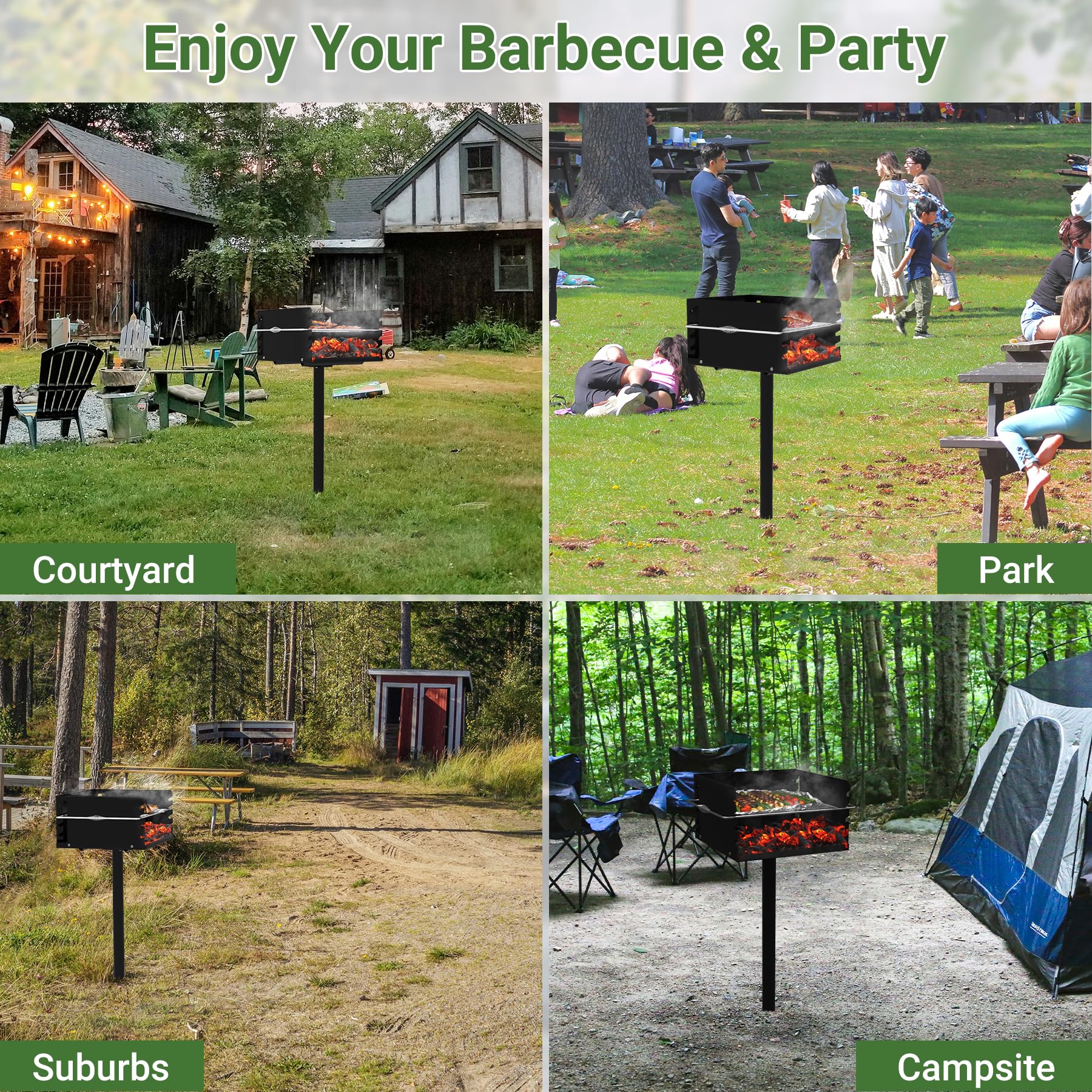 Toriexon park-style grill set up in a public park for communal grilling benefit