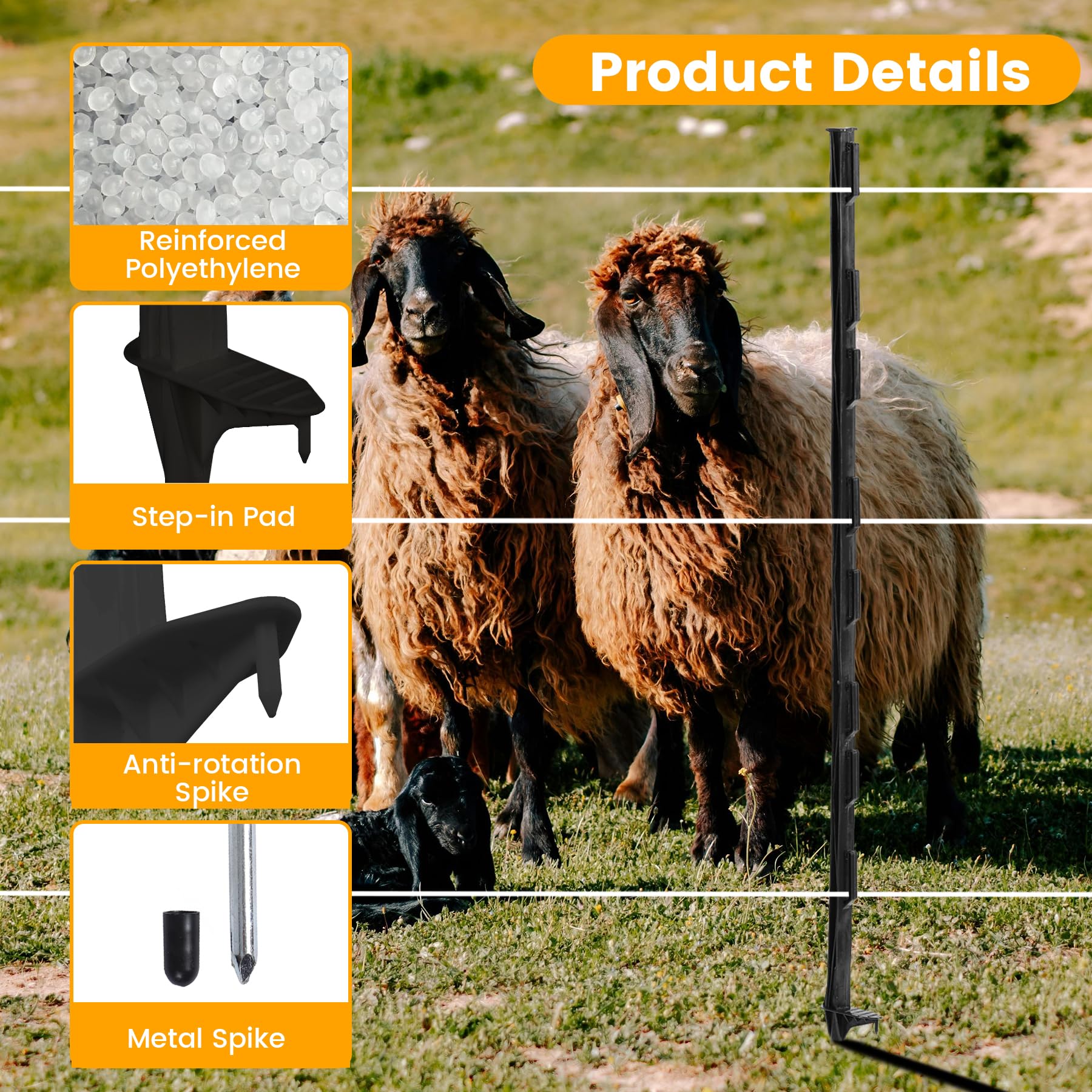 Toriexon single post installed in a field illustrating quick step-in setup