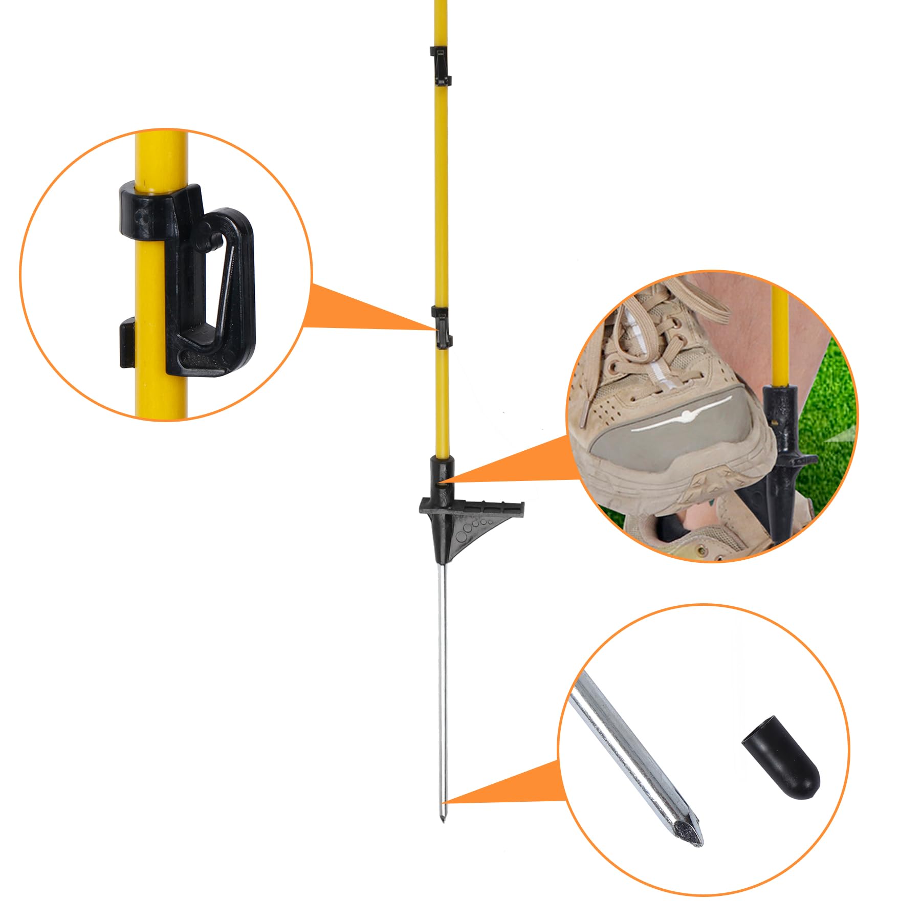 Toriexon posts installed around a pasture showing portable farm fencing use