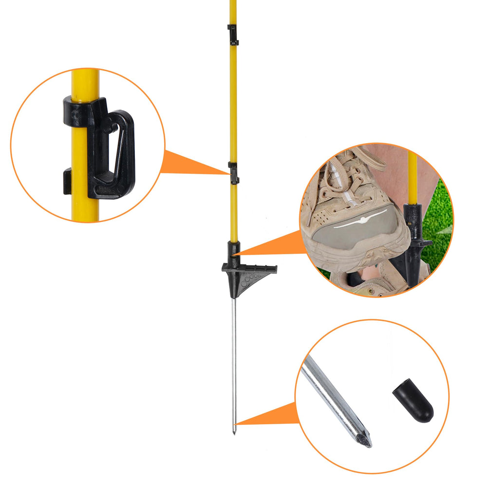Toriexon posts installed around a pasture showing portable farm fencing use