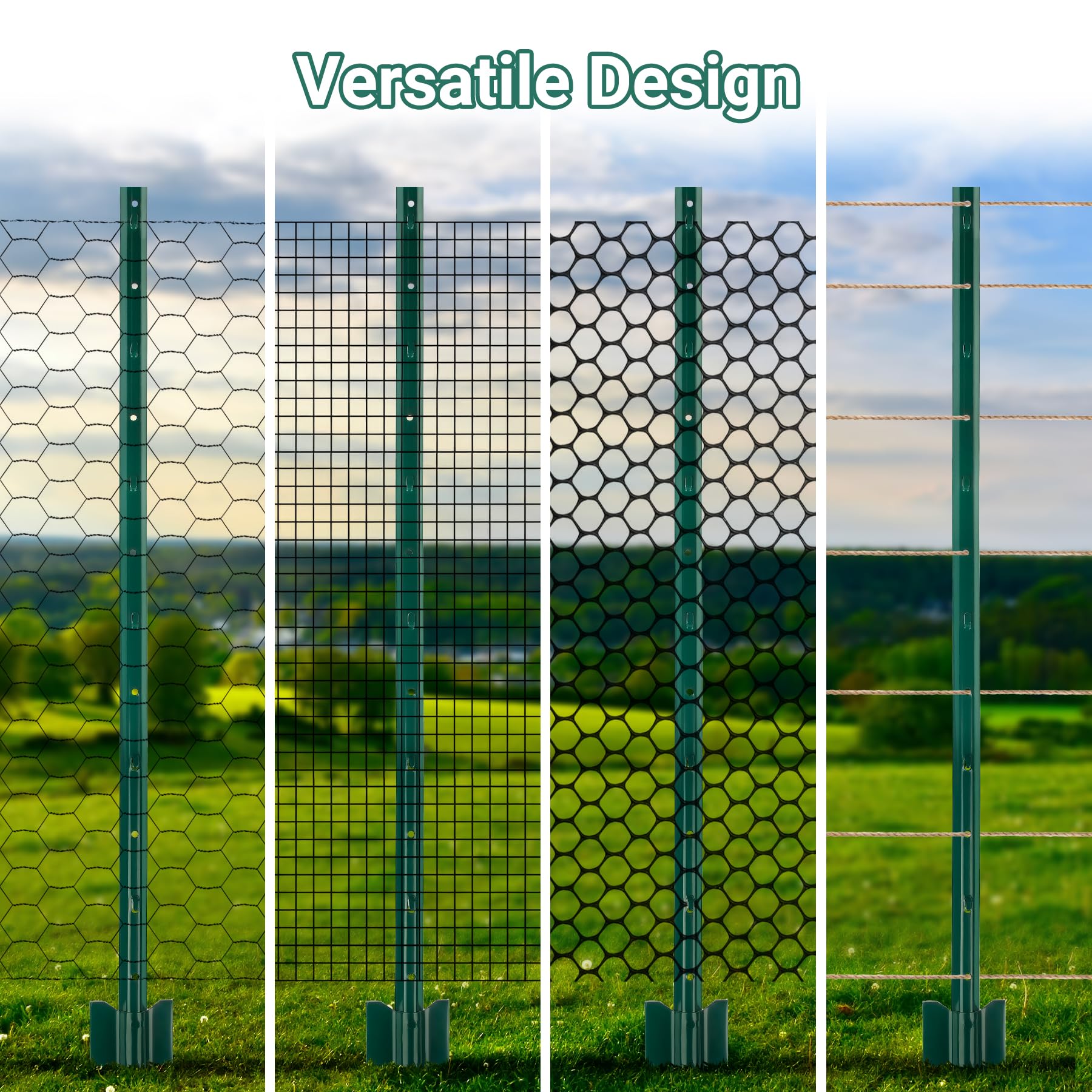 Toriexon post installed in garden holding fencing and protecting plants