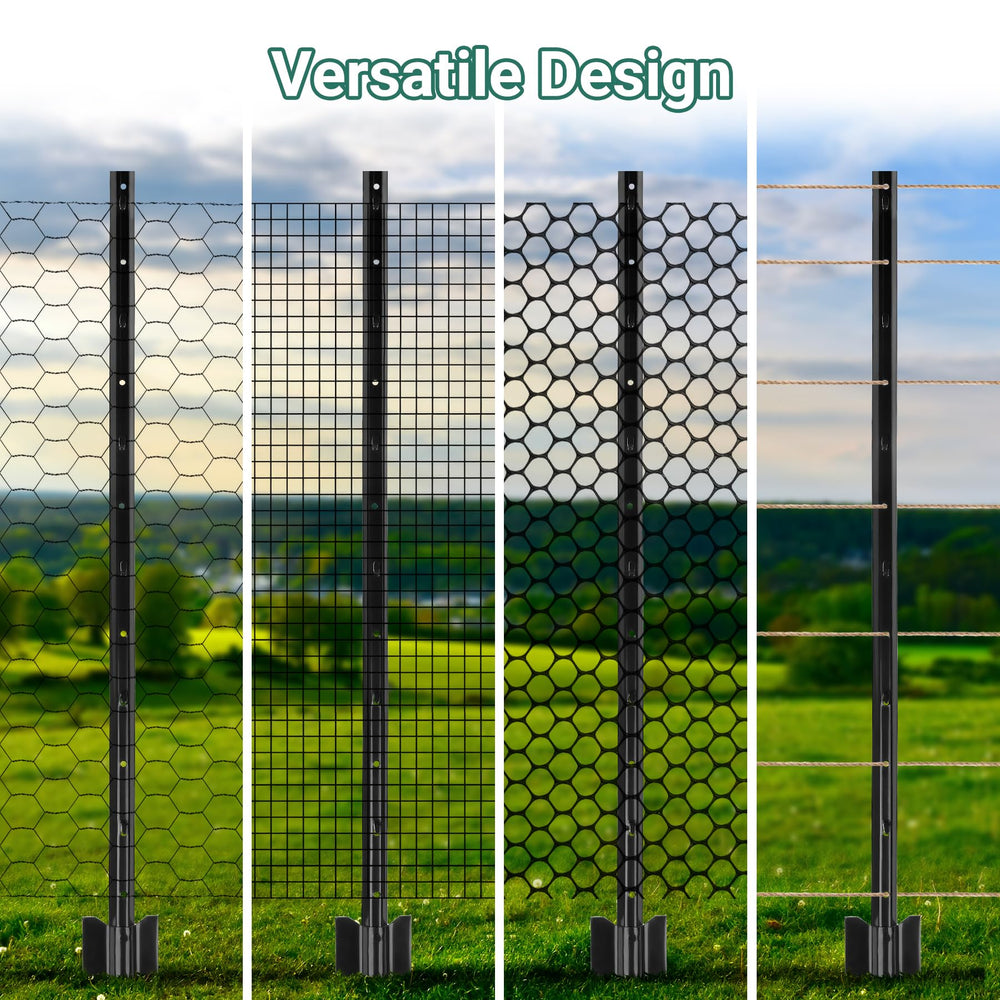 Toriexon post holding rolled fence demonstrating straightforward installation benefit