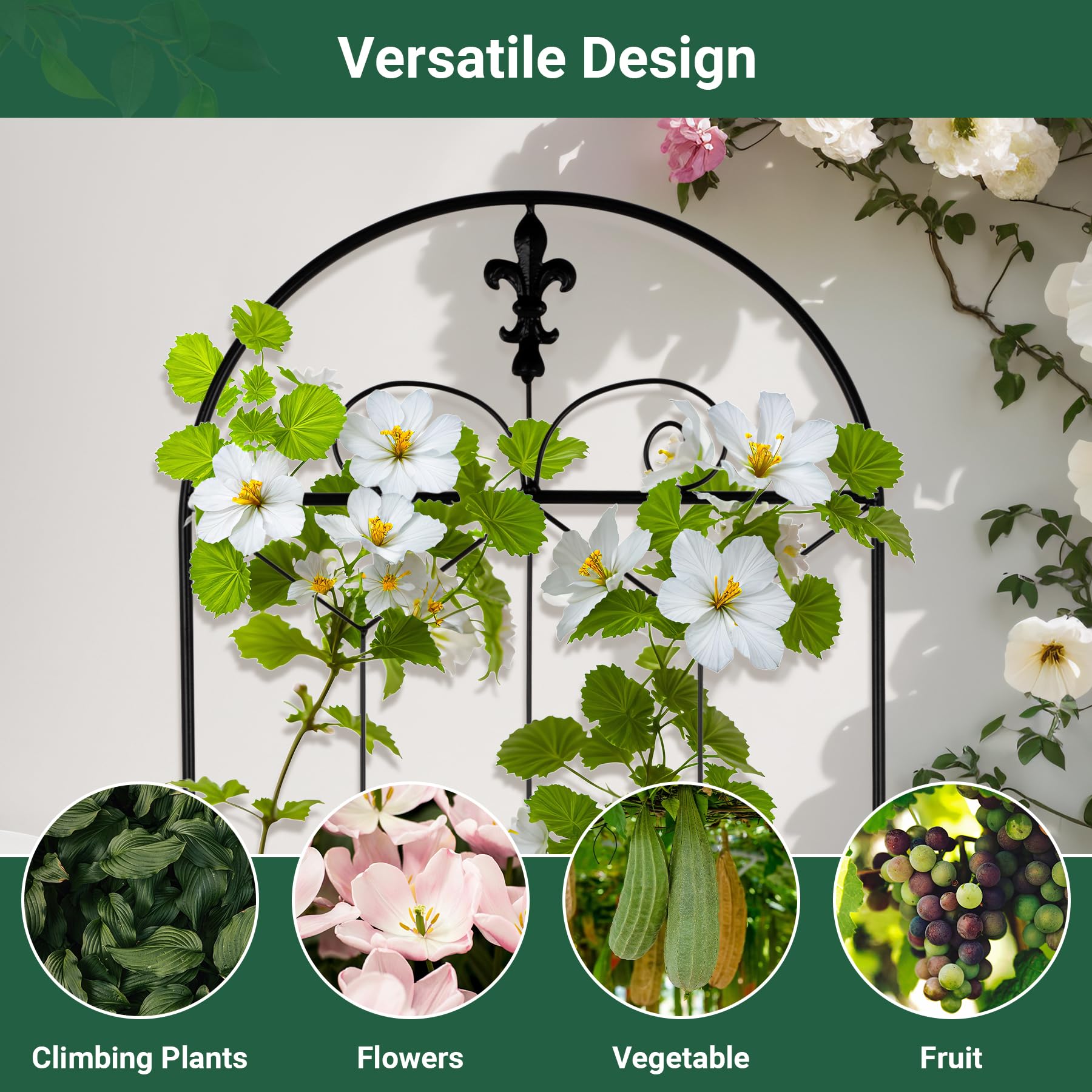 Toriexon trellis next to measuring tape illustrating 70.8-inch height and scale