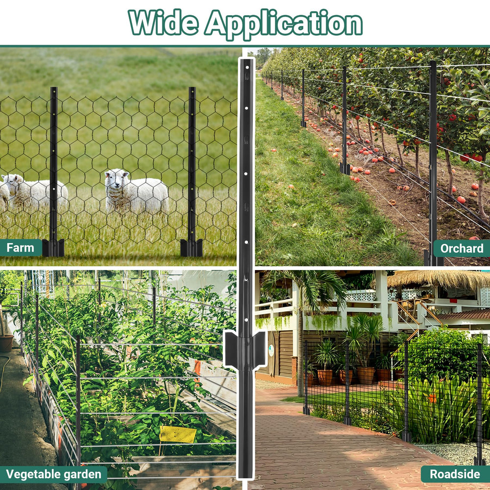 Toriexon post holding rolled fence showing secure fence attachment benefit