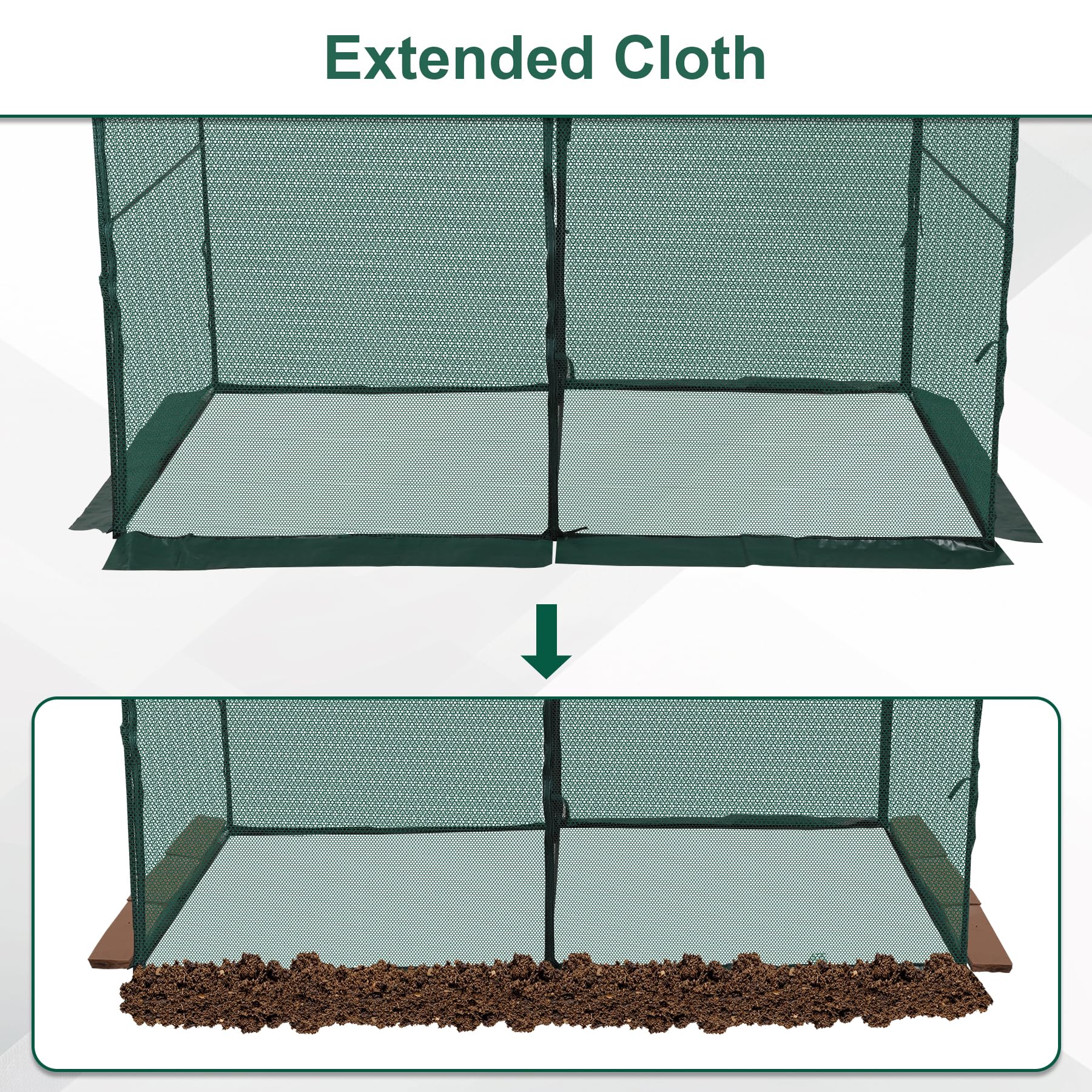 Toriexon zipper access door open for easy watering and harvesting benefit