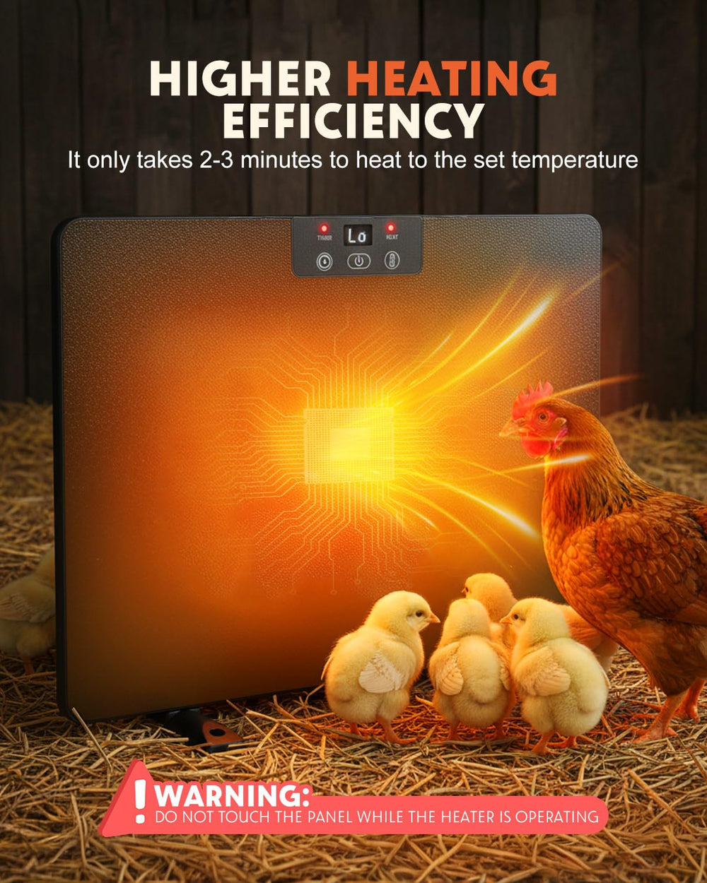 Torlaist placed on wood floor inside brooder providing localized warmth