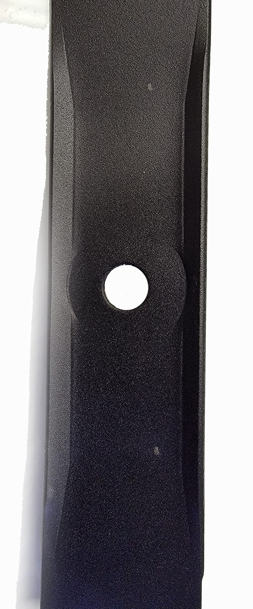 Toro blade next to ruler showing 48-inch deck scale and precise OEM fit