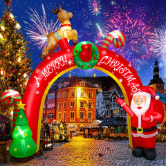 TOROKOM front view of 10ft inflatable showcasing festive characters and bright curb appeal
