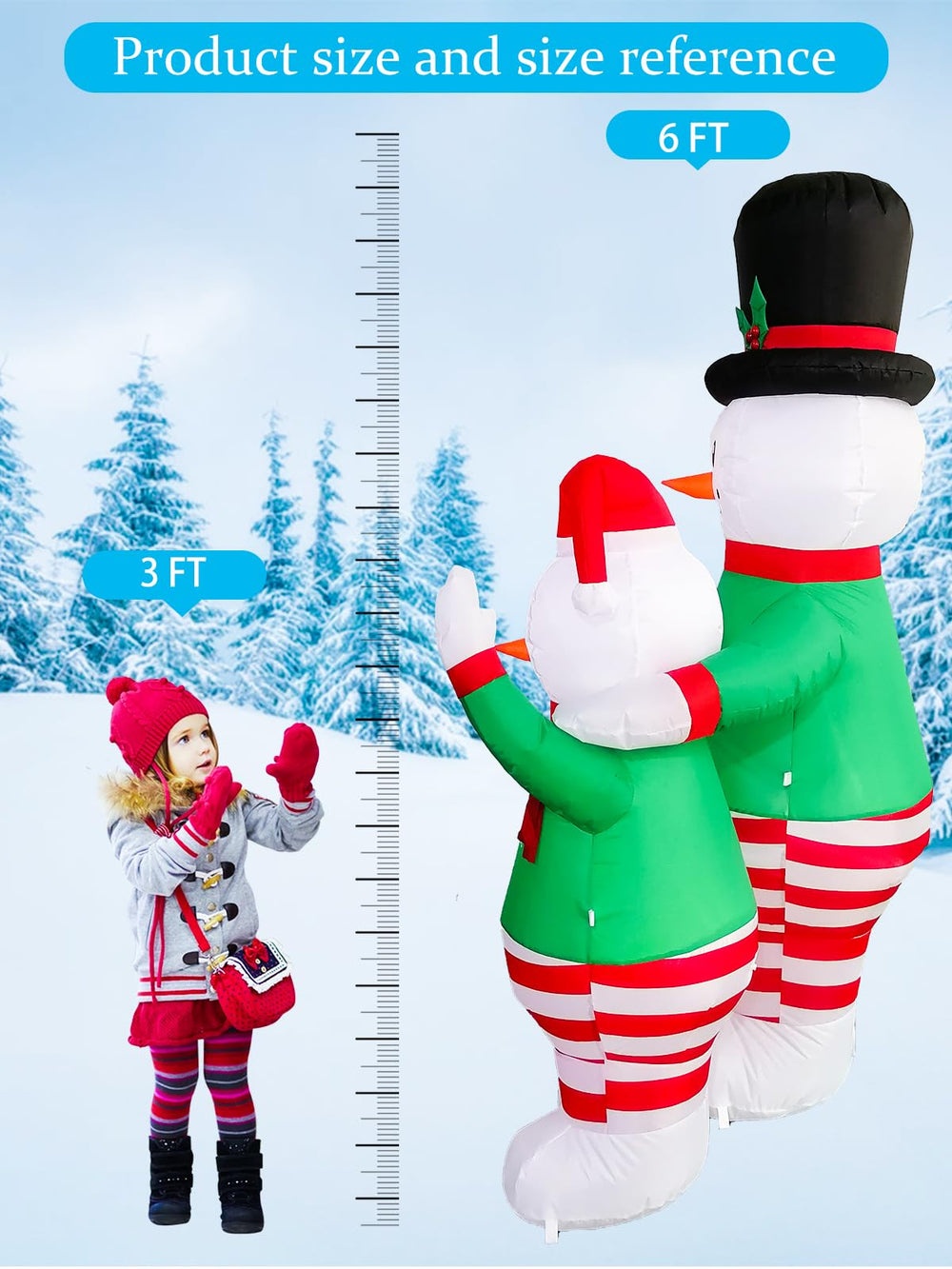 TOROKOM snowman glowing with built-in LEDs for nighttime visibility