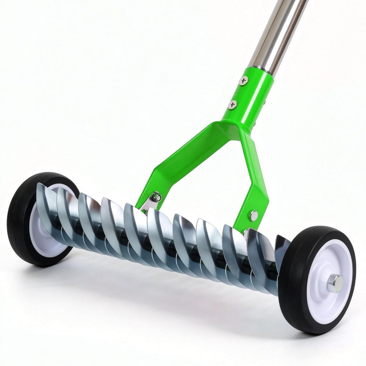 Torquen front view rake showing head and ergonomic handle for easier dethatching