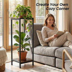 TOSKING plant stand next to 6-inch pot showing size and capacity benefit