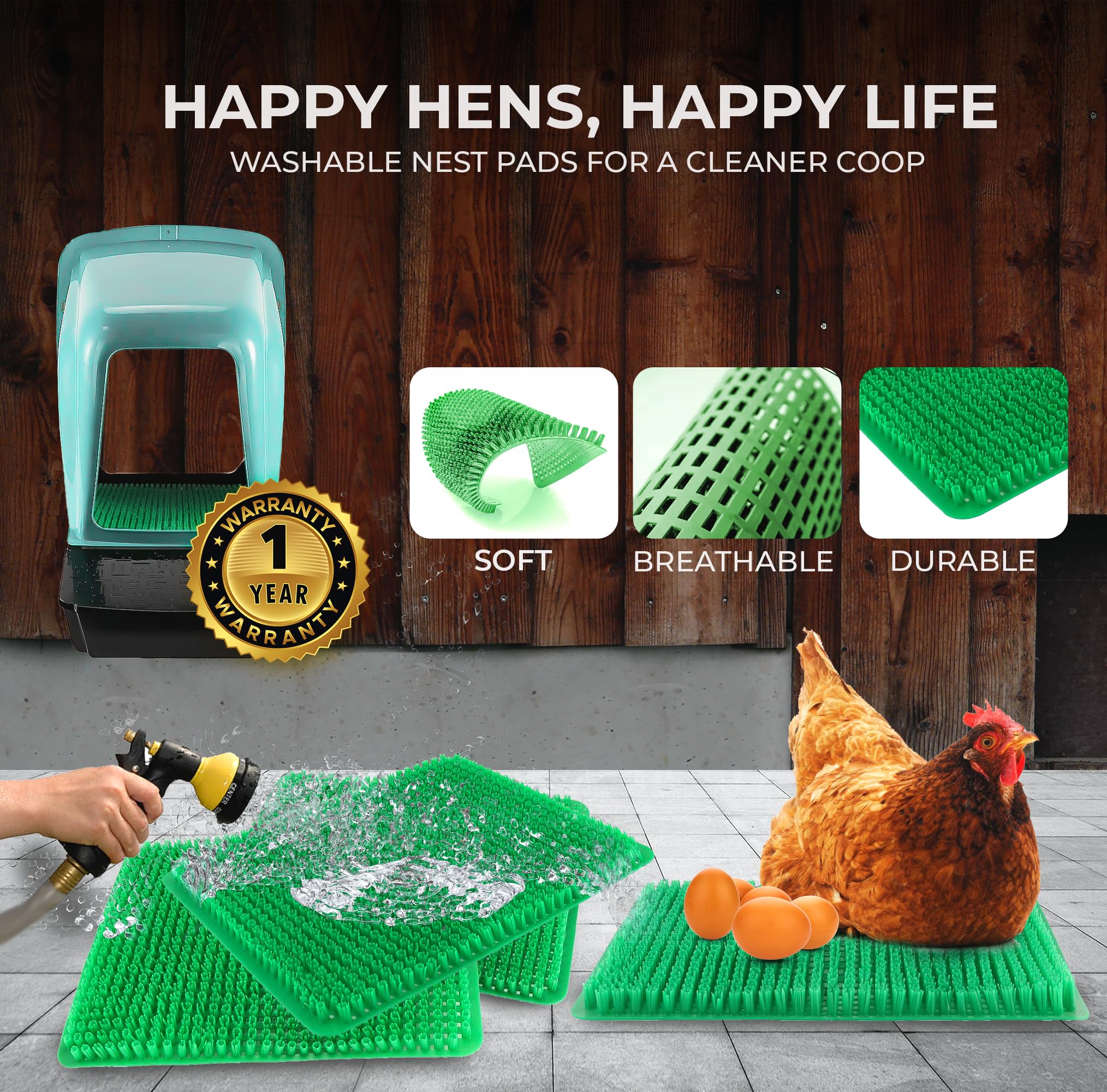 Tossca nesting box installed in coop improving cleanliness and order