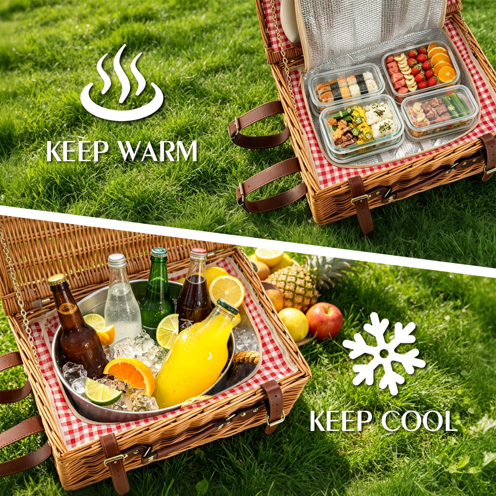 TOSTOOIRX basket in a park picnic scene illustrating stylish outdoor dining convenience