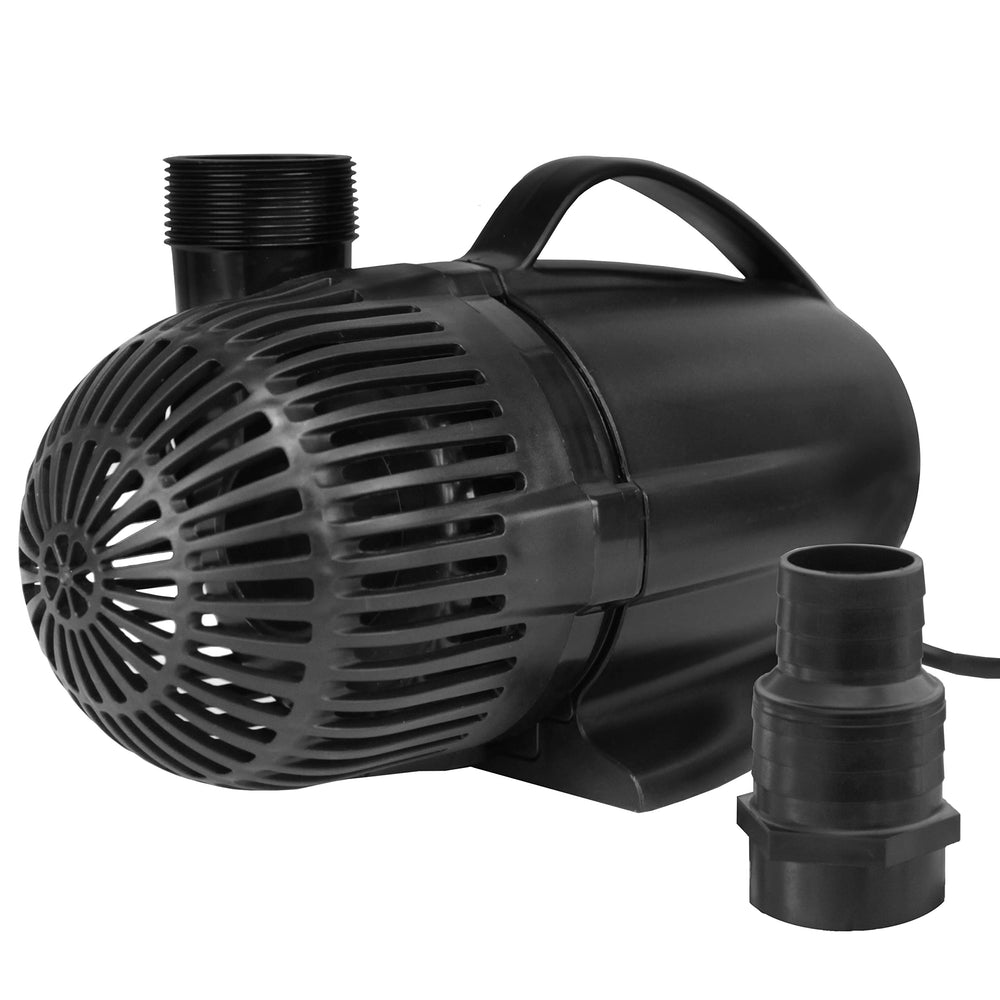 TotalPond front view showing pump body and benefits of reliable flow