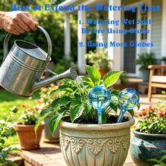 TOTYAO globe inserted in pot soil providing steady moisture to roots
