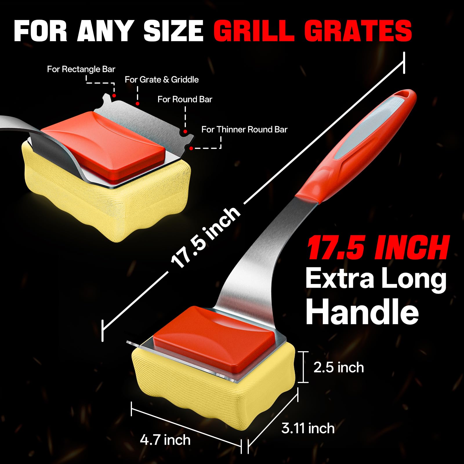 TOUDABBQ ergonomic handle closeup offering comfortable, anti-slip grip