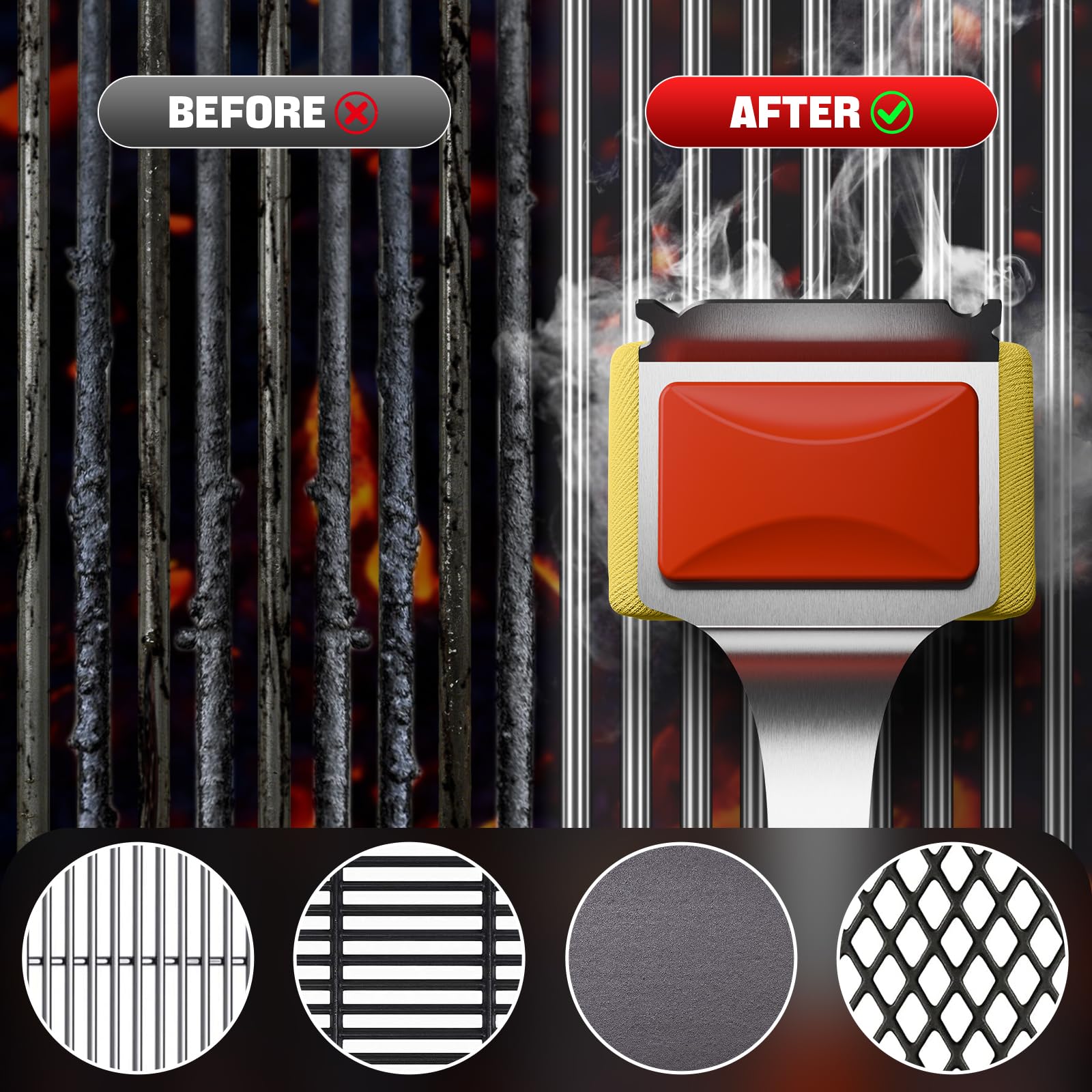 TOUDABBQ in use on charcoal grill removing grease and charred food